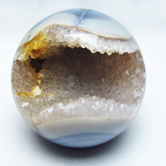 アゲート 笑口丸玉 ブラジル産 80mm ジオード スフィア 一点物 151-8271
