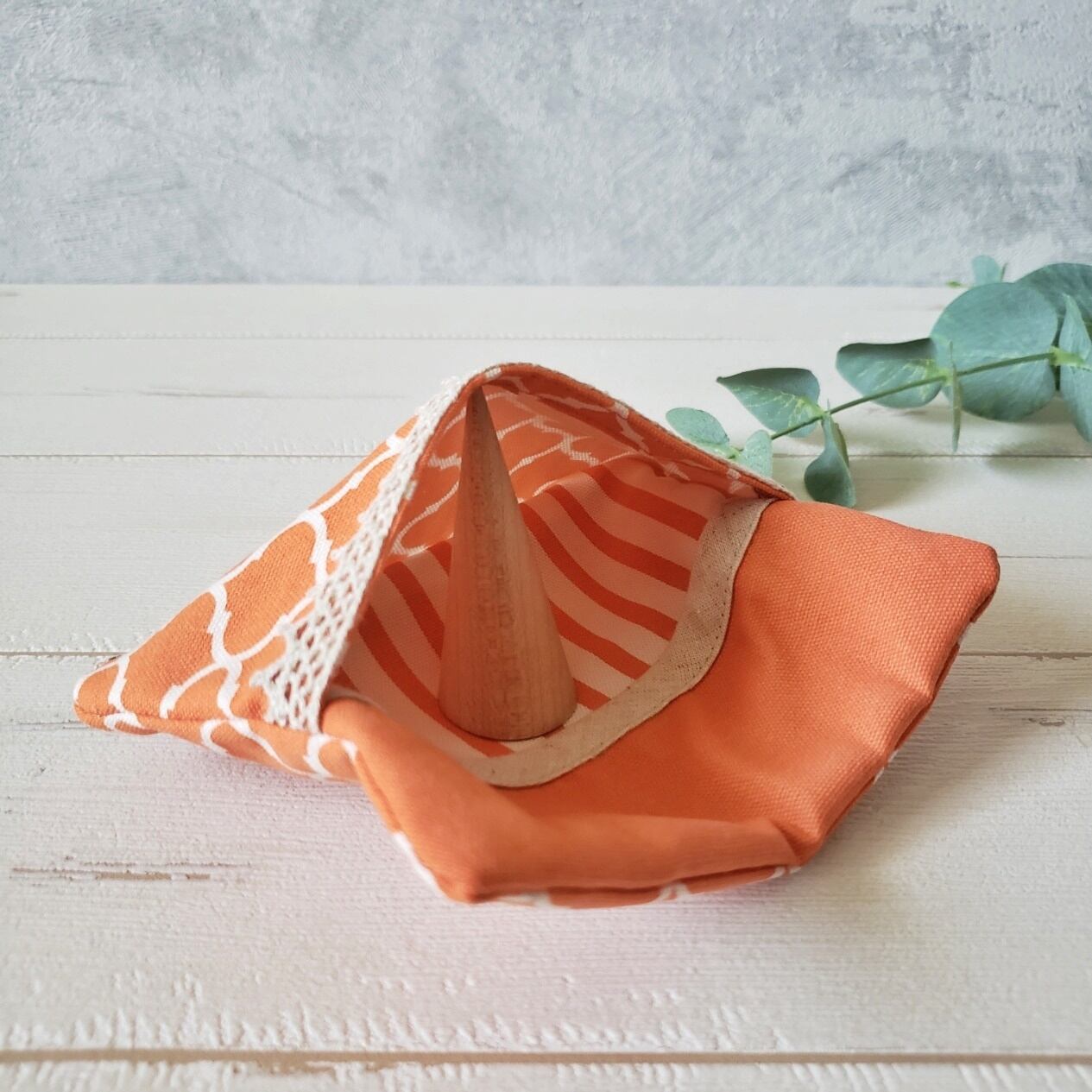 ティッシュケース付きポーチ/モロッカン柄 オレンジ | cloth & stitch