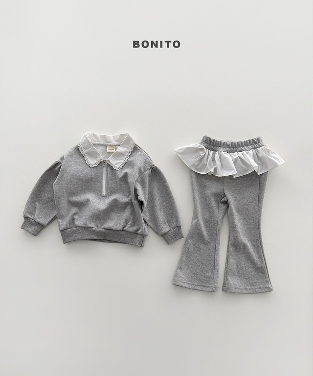 《予約》送料無料【BONITO】Shirring Collar Zip-Up Set