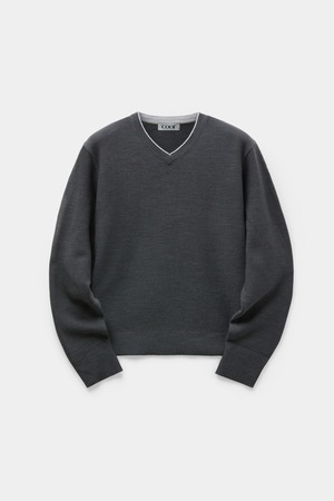 [COOR] V Neck Merino Wool Layered Sweater (Charcoal) 正規品 韓国ブランド 韓国通販 韓国代行 韓国ファッション クール クーア クアー 日本 店舗