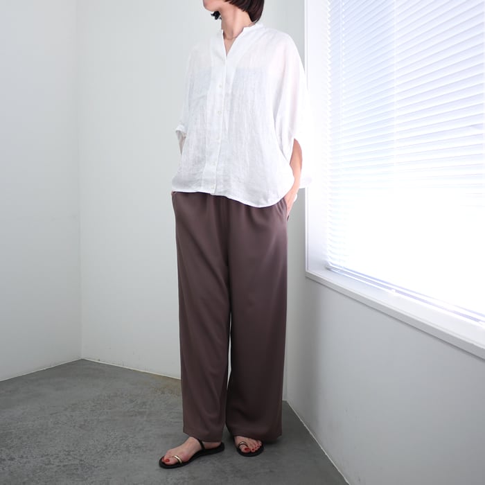 mizuiro ind（ミズイロインド） リネンスタンドカラーコクーンシャツ[2