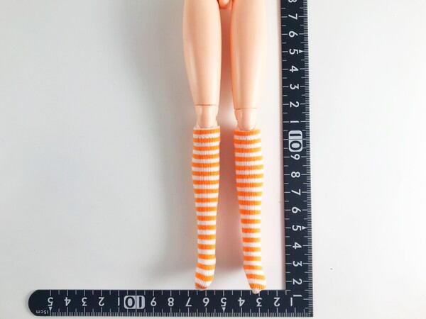 ドールアクセサリ 1/6 女性用 靴下 ストッキング 橙白縞 TKDG23G85-3 - 画像1