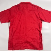 リネン100% Papas パパス 半袖 オープンカラー シャツ M /レッド系 メンズ