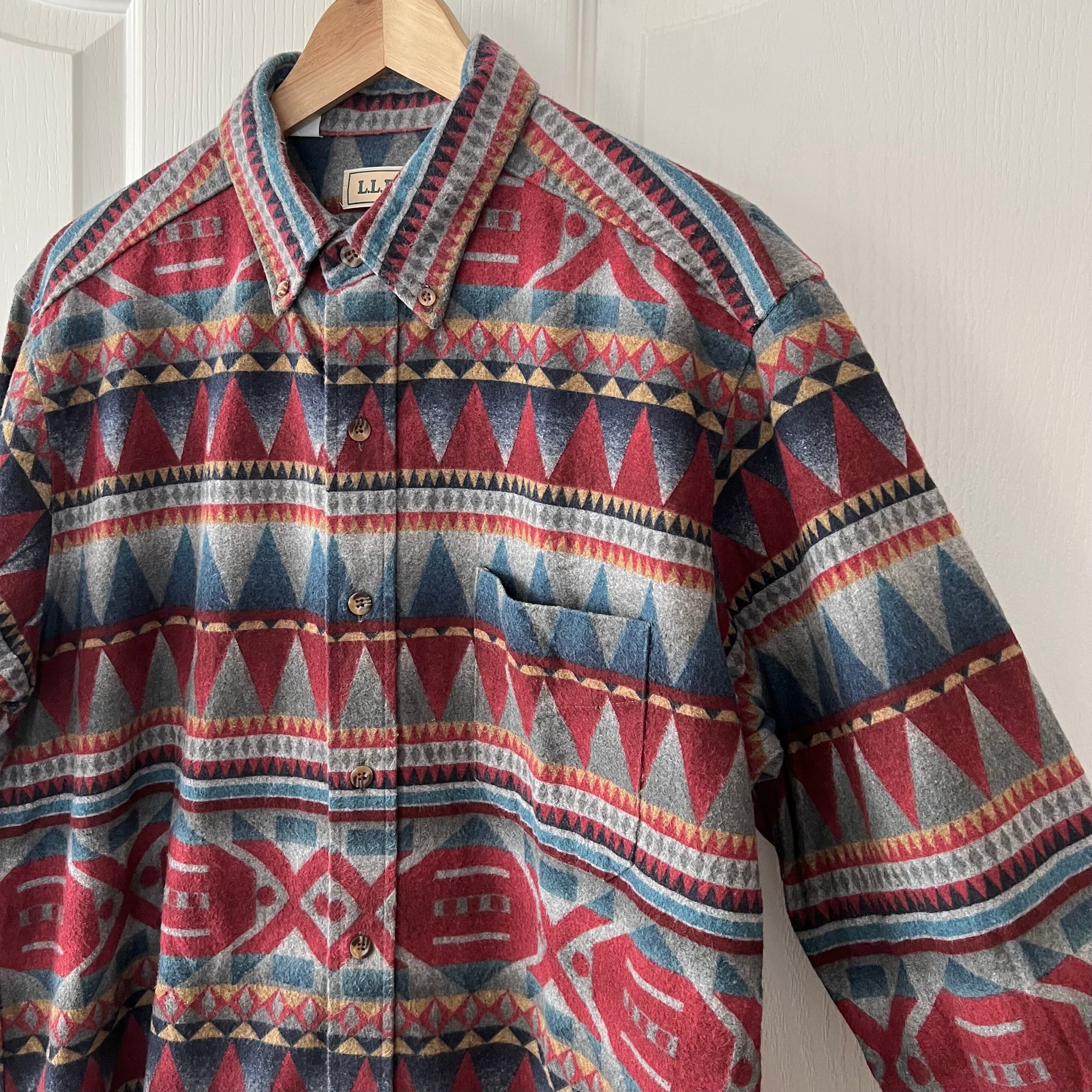 L.L.Bean USA製 エルエルビーン ネイティブ柄 ネルシャツ L 長袖 L.L.Bean USA製 エルエルビーン ネイティブ柄 ネルシャツ L 長袖
