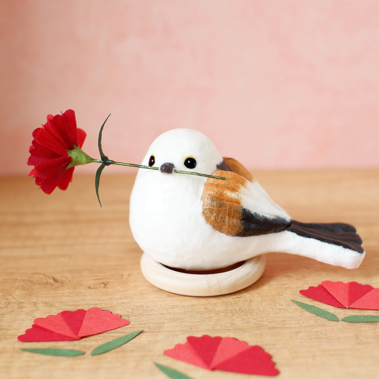 母の日ギフト『シマエナガの贈り物』 和紙インテリア/置物