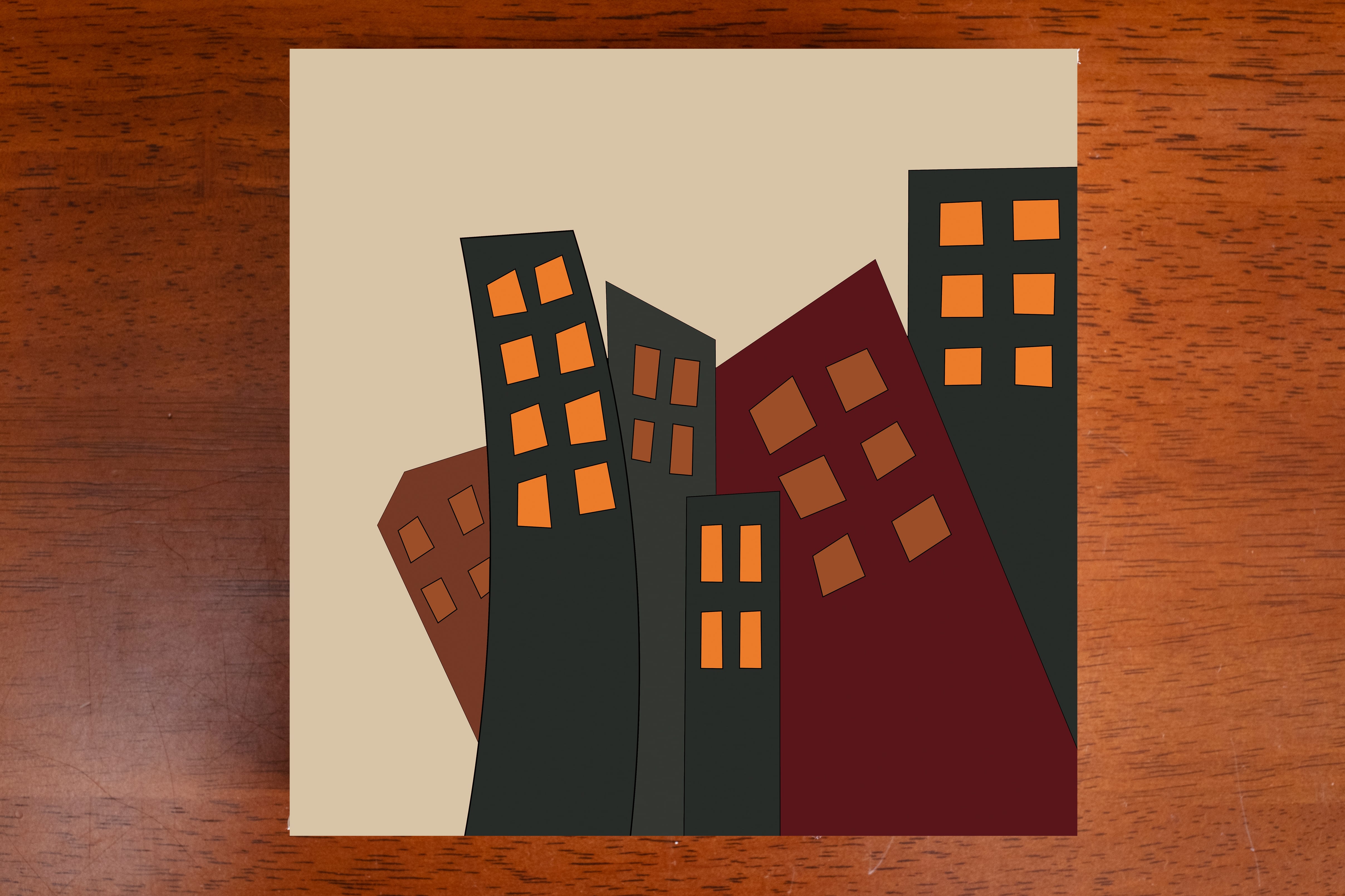 街遊び 北欧発祥の正方形キャンバスプリント・ファブリックパネル