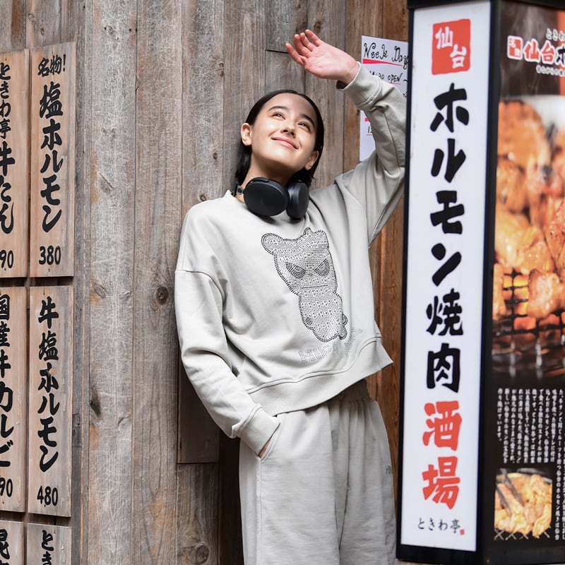 HIPANDA ハイパンダ】男女兼用 ラインストーン スウェット トレーナー