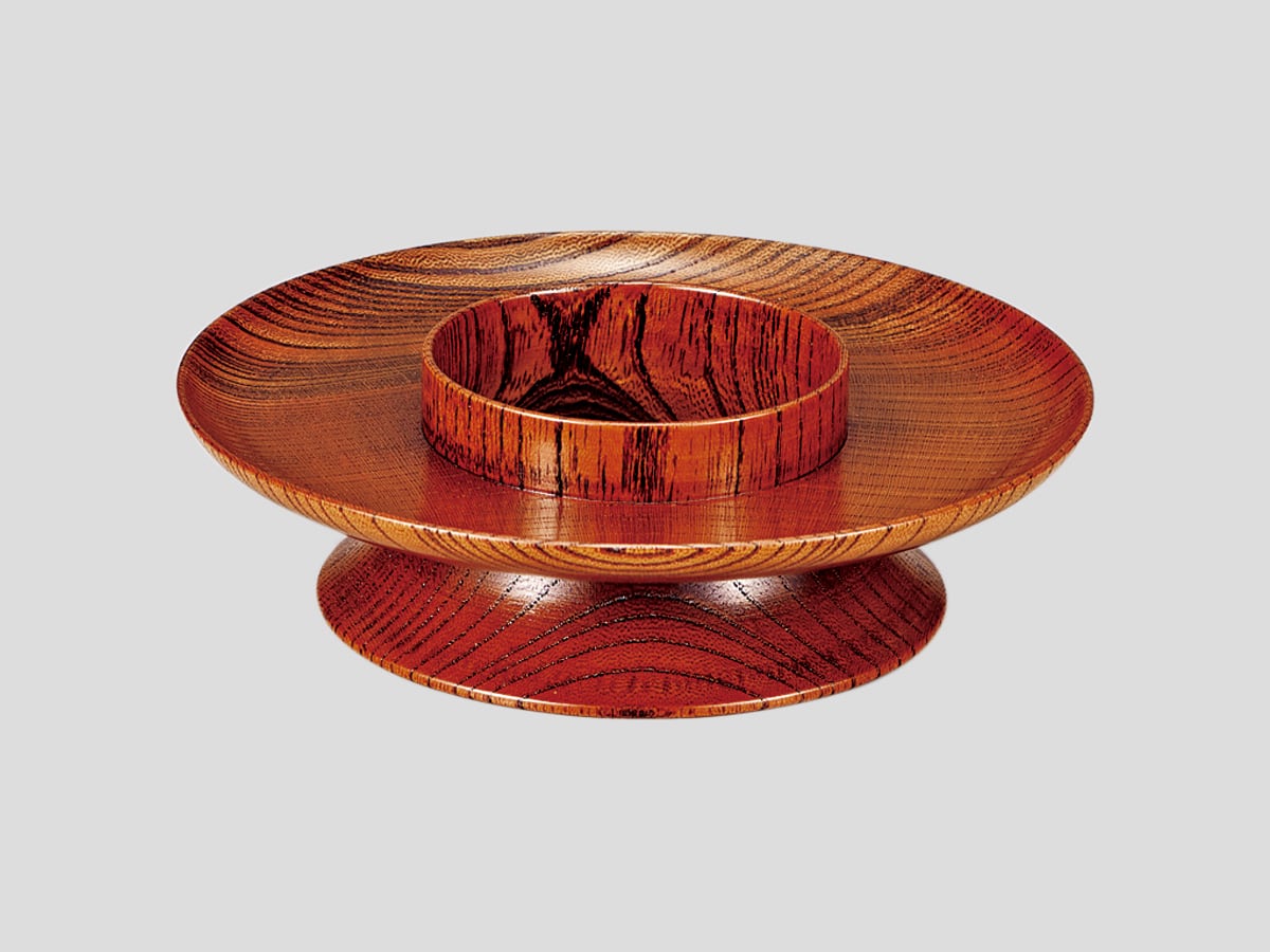 奉呈 山中塗り 山中塗 五彩独楽茶托 コースター ストライプ 10客 十客