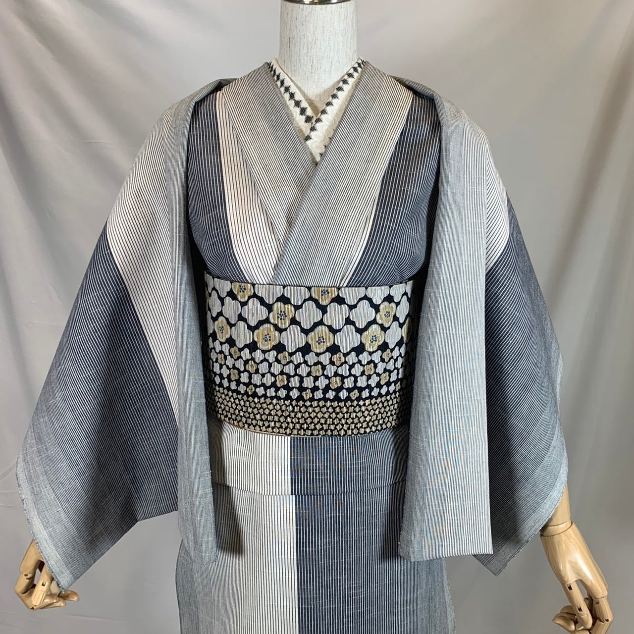 伊勢木綿 グレー縞＊着尺※価格据置 | yuwai