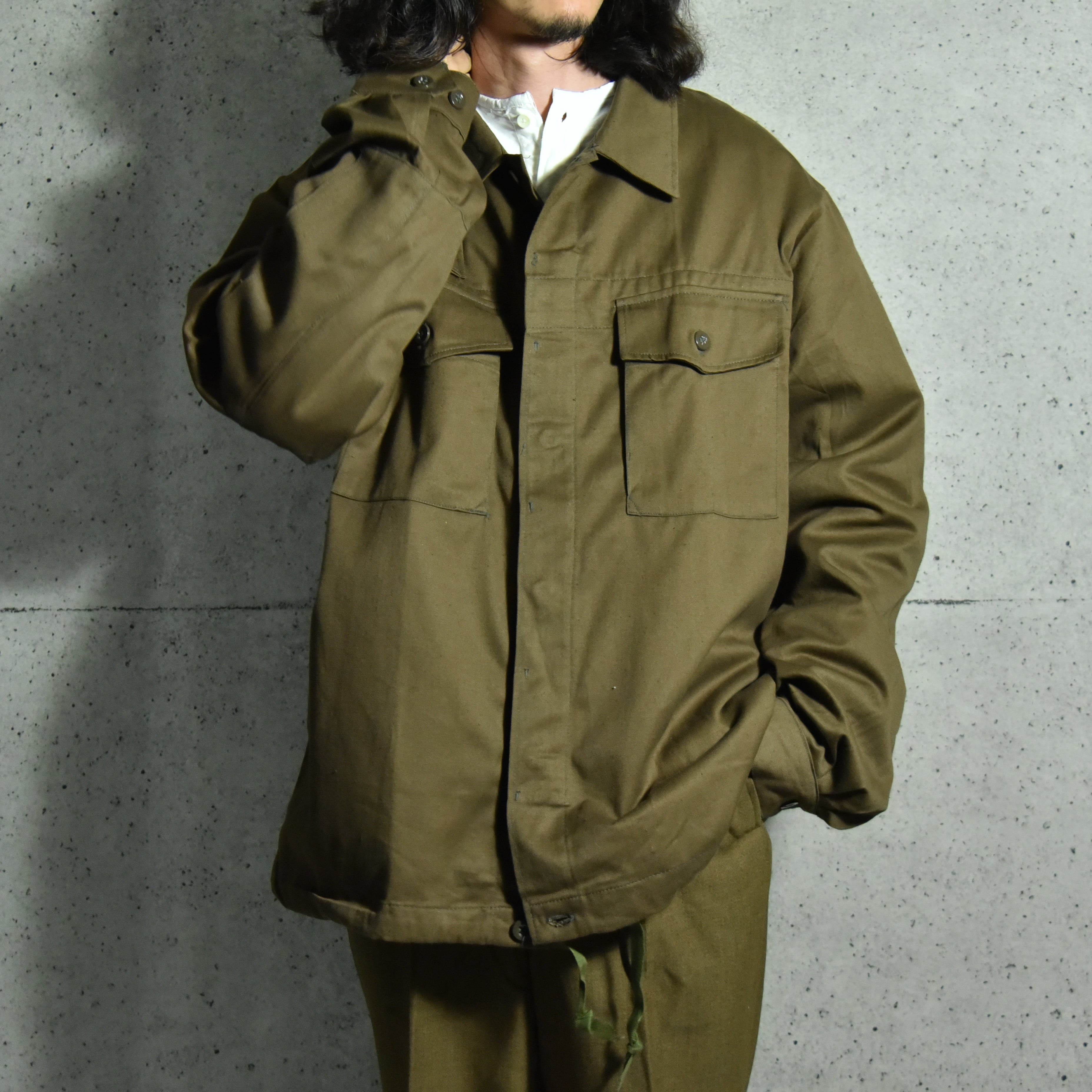 VINTAGE / ヴィンテージ | 1957年製 50s～ CZECH ARMY STAND COLLAR WORK JACKET チェコ軍 スタンド カラー ワーク ジャケット | ‐ | カーキ | メンズ