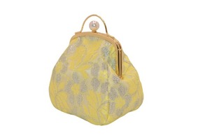 [JERI MARL] がま口 ポーチ レース 意匠登録 (イエロー) 工房 手作り 日本製 エコパッケージ MX-0032-244