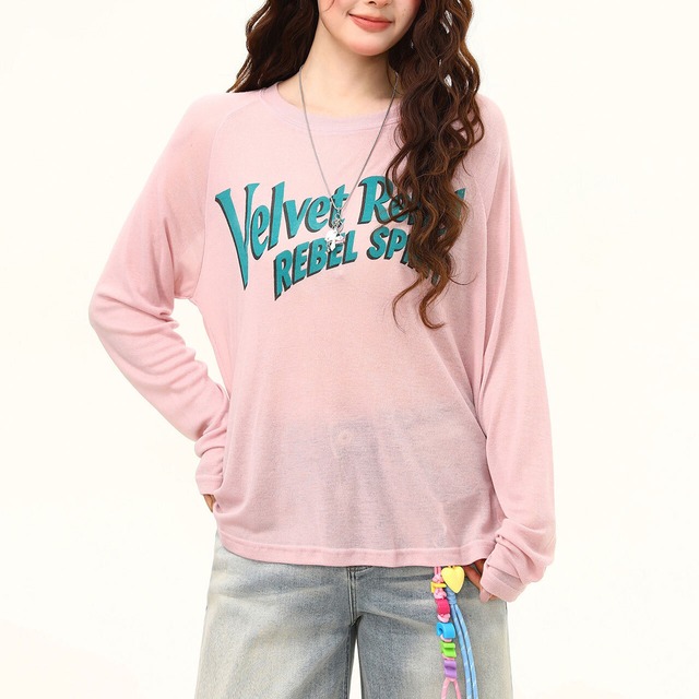 ヴィンテージライクロゴレタリングロングスリーブTシャツ 2col R02513