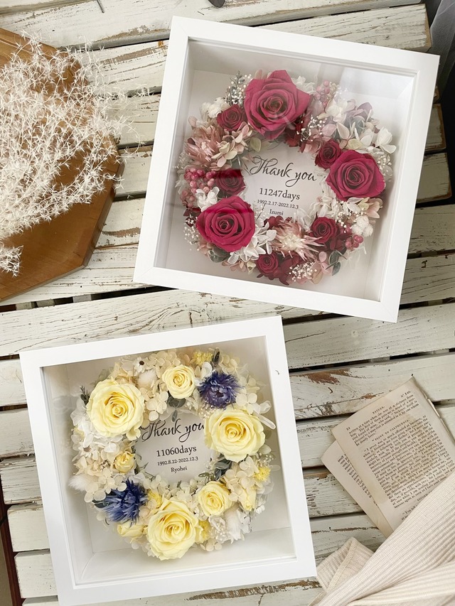 【文字入れ】ローズのプレミアムフォトフレームリース