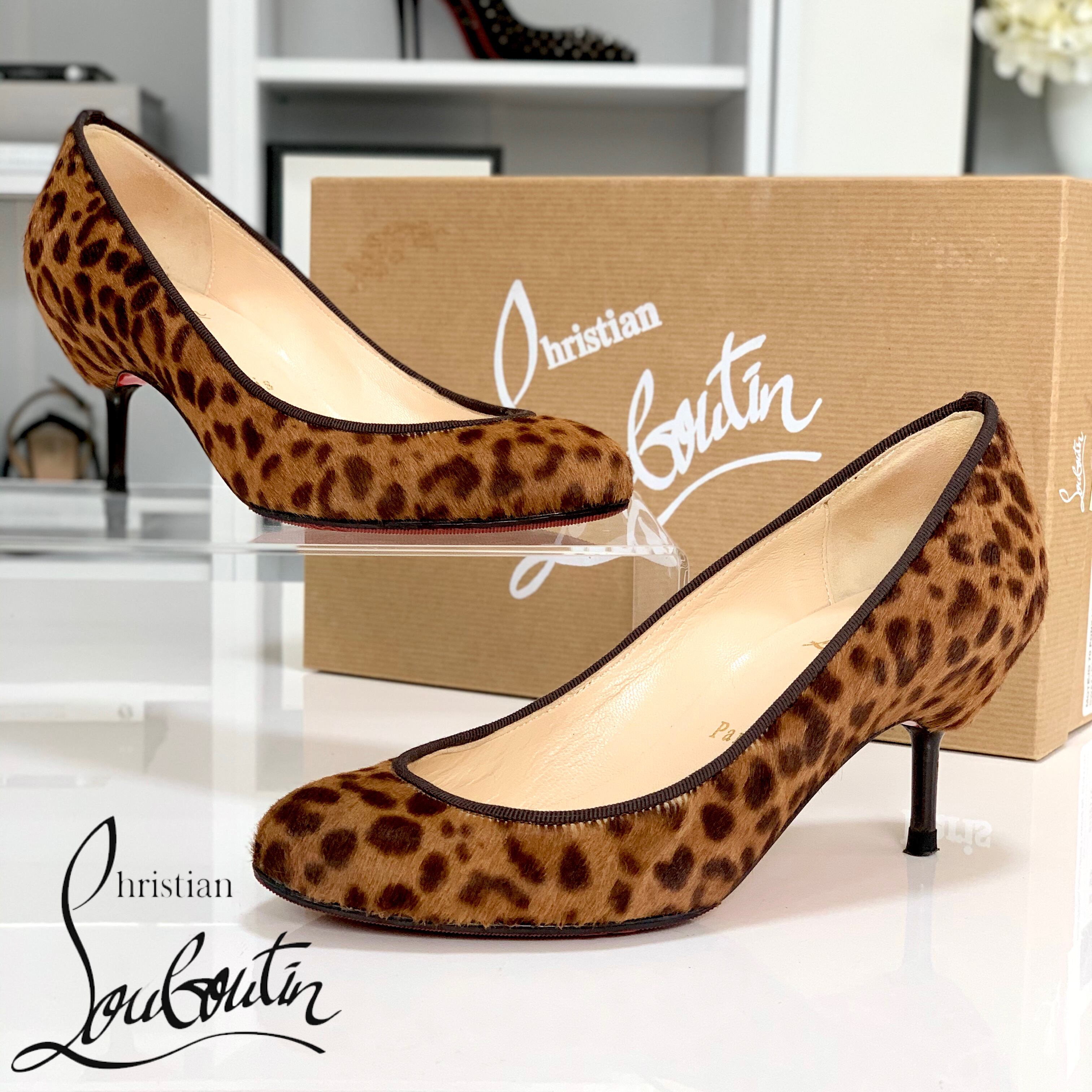 良品 Christian Louboutin ヒョウ柄 グリッター パンプス 割引購入 12444円 sandorobotics.com