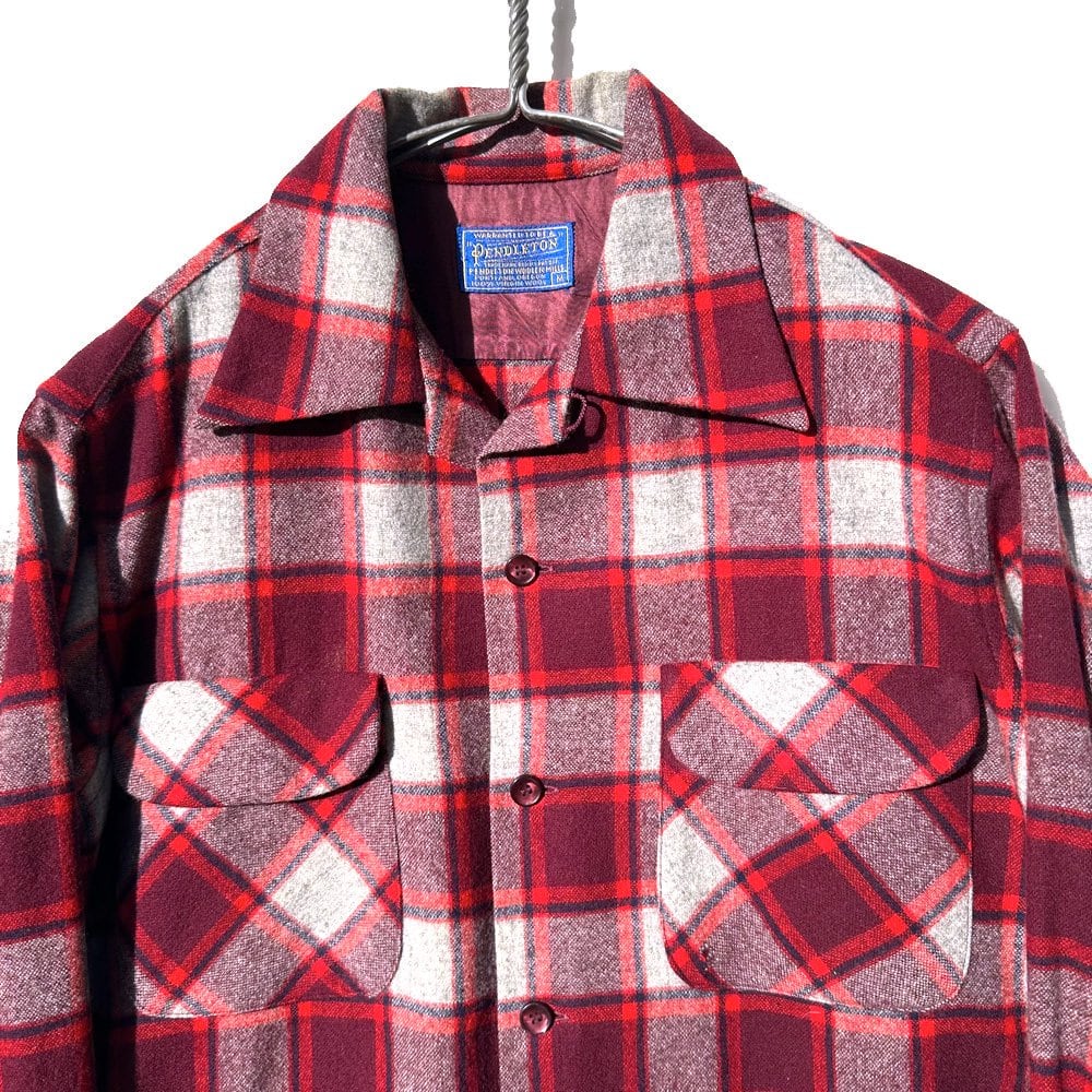 50s PENDLETON open collar wool shirt
