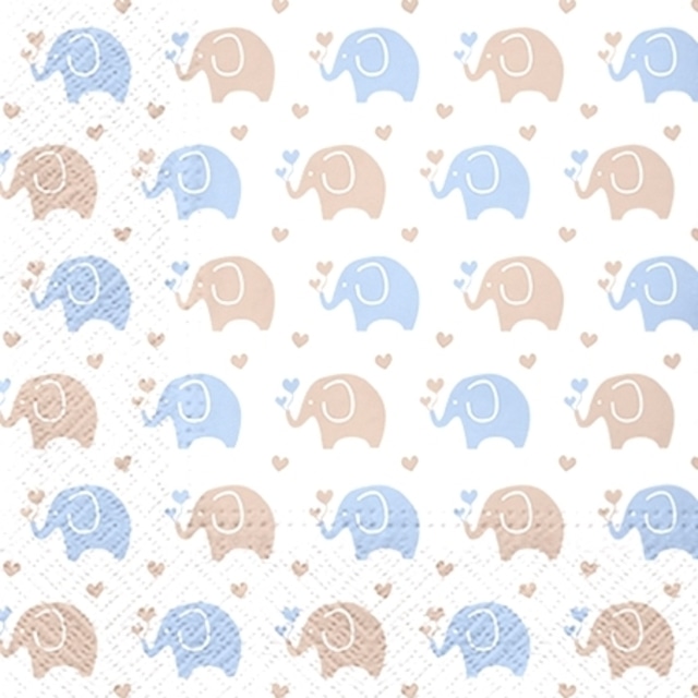 2021春夏【PAW】バラ売り2枚 ランチサイズ ペーパーナプキン Baby Elephants ブルー