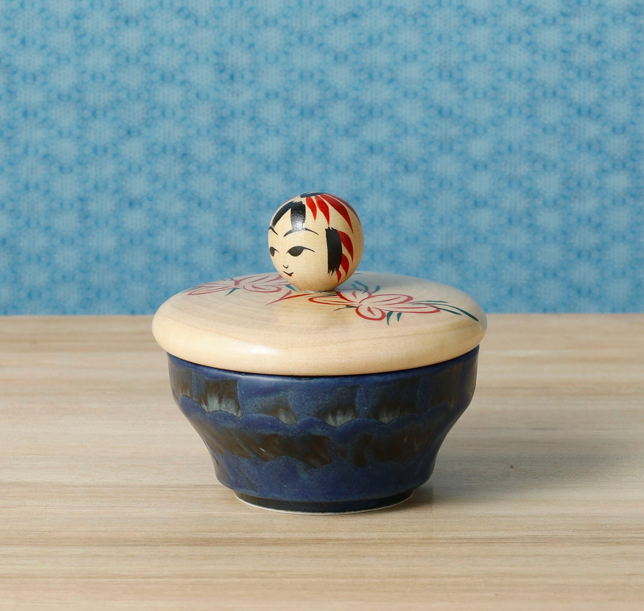 こけし蓋と陶器の小物入れ】作並系 加納陽平工人 7.5cm | Kokeshi lid