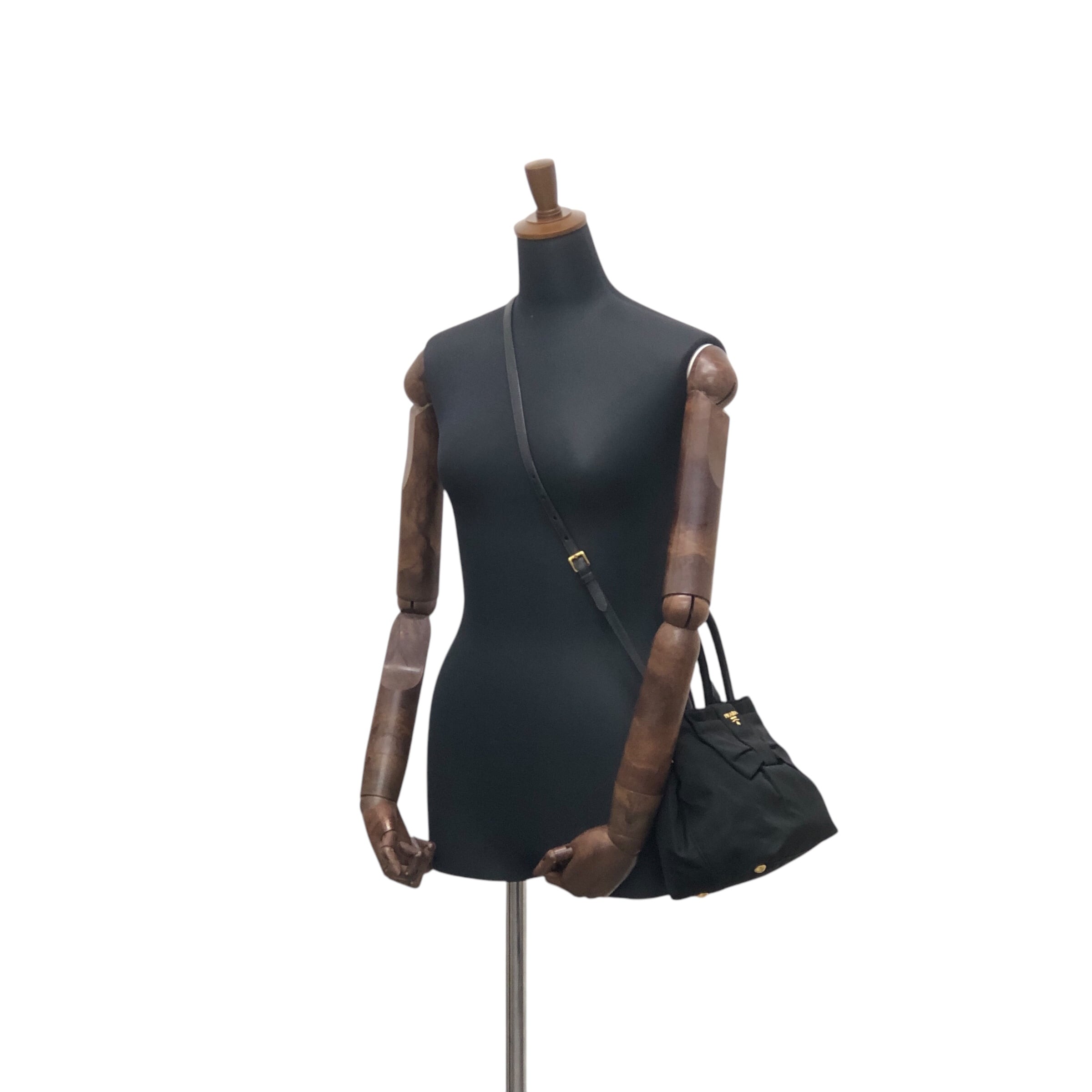 PRADA プラダ ショルダーバッグ ブラック ロゴ リボン ナイロン 2way