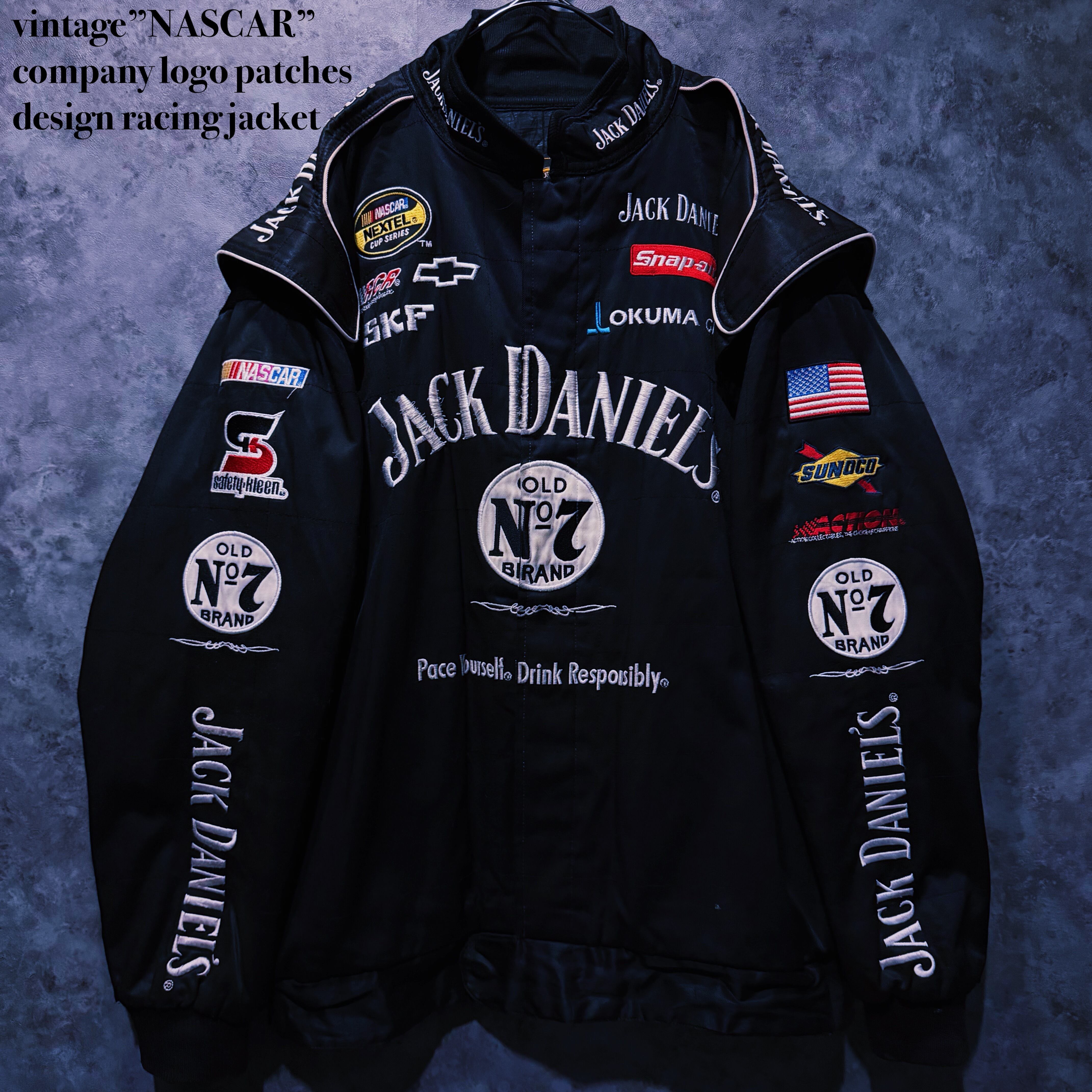 【 doppio】vintage”NASCAR”company logo patches design racing jacket