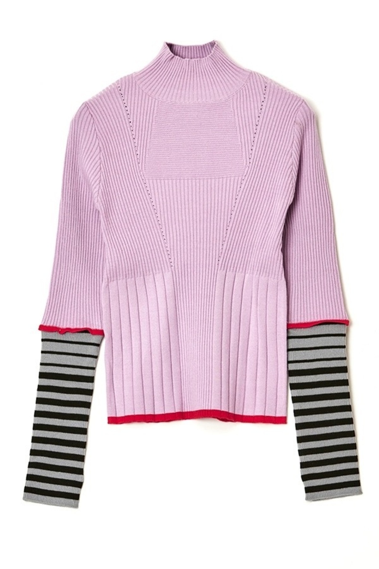 アウラアイラ AULA AILA BORDER SLEEVE RIB KNIT