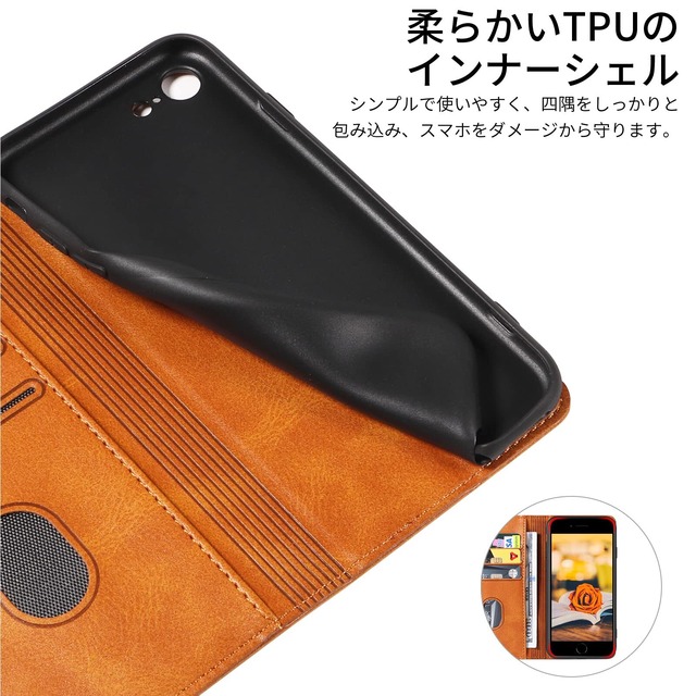 iPhone SE ケース 第2世代 第3世代 iphone8 iphone7 ケース 手帳型 スマホケース 携帯カバー PUレザー iphoneケース se カード収納ケース マグネット式 スタンド機能アイフォンse ケース4.7インチ対応 360度保護 PinLiSheng (カーキ色, iPhone SE2 iPhone SE3 iPhone8 iPhone7)
