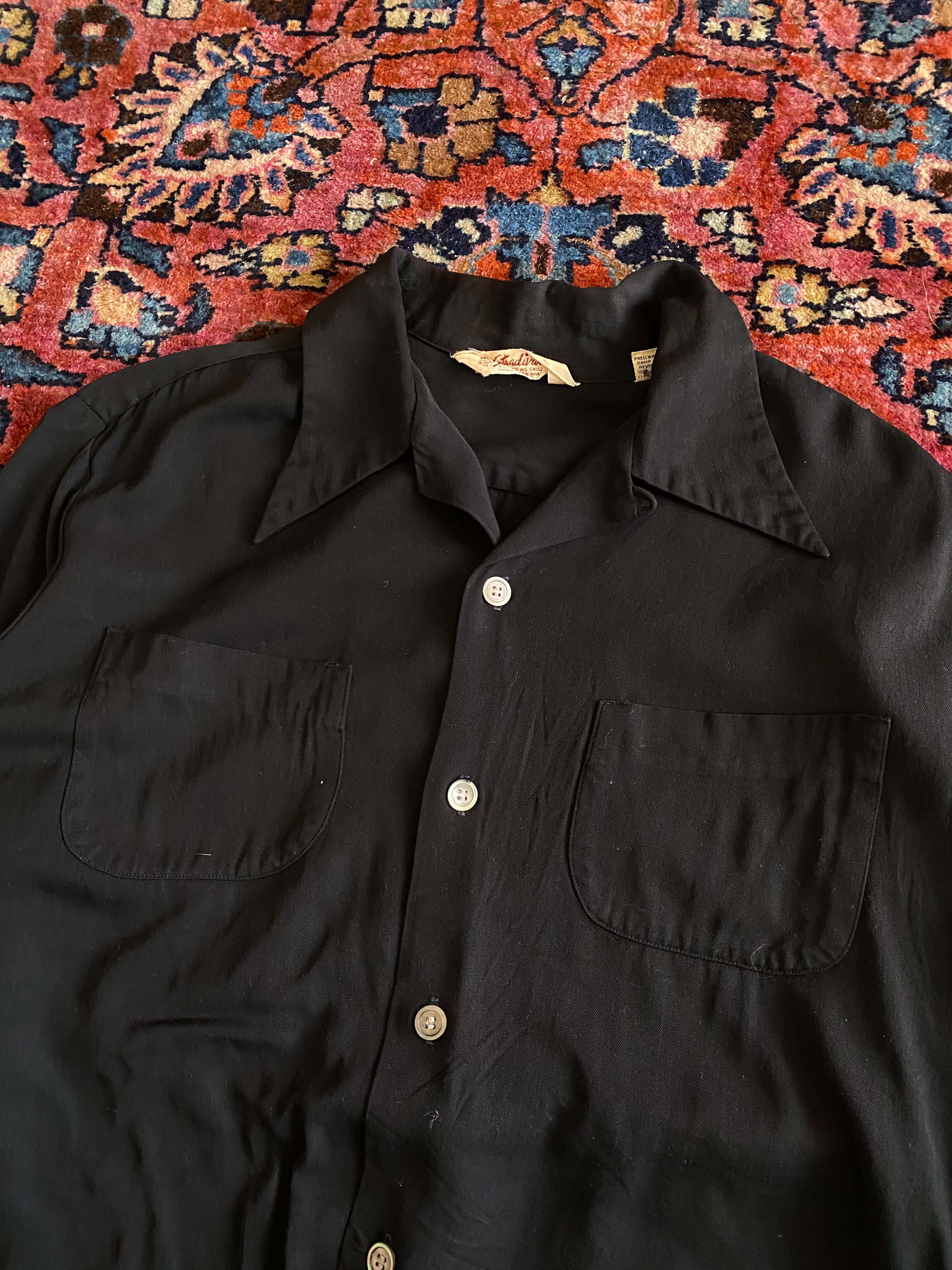 50s Stradivari Gabardine Shirt “ Black ” / vintage ヴィンテージ