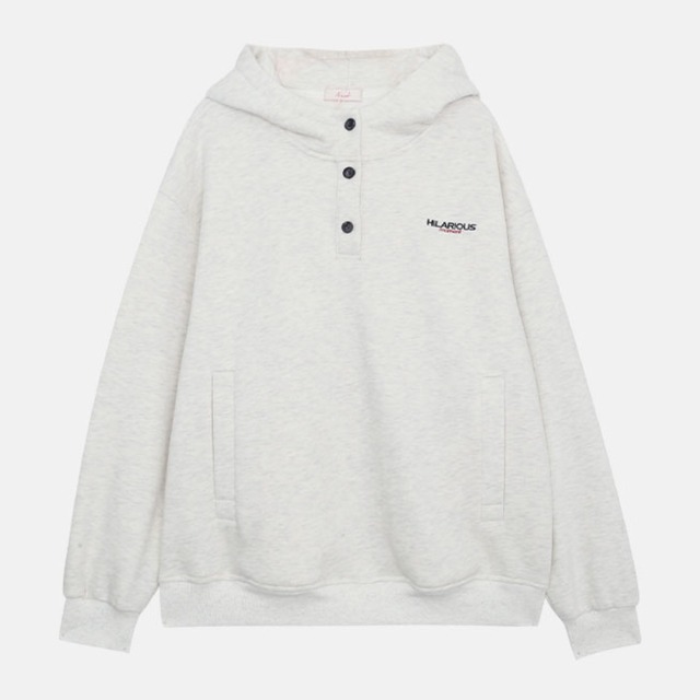 half-button hooded sweatshirt　J00384