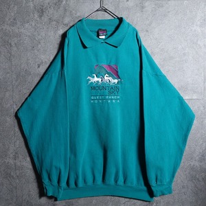 Emerald green horse embroidery sweat