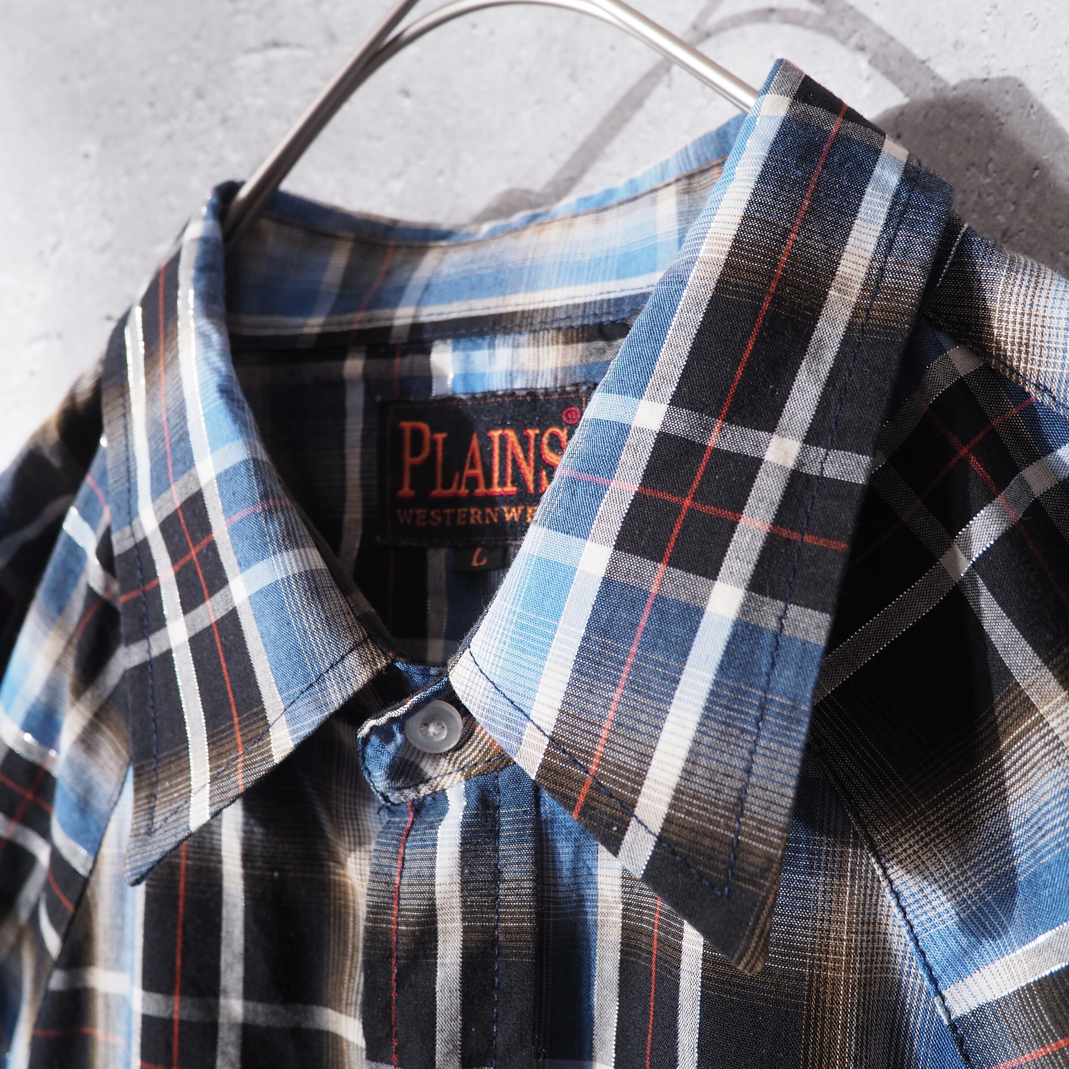 1990s ” Plains ” cold check pattern design loose silhouette vintage western shirt