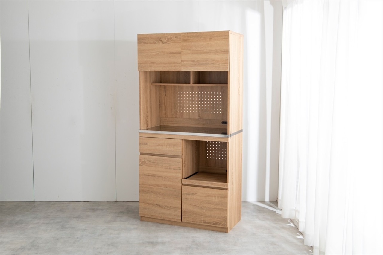 【幅90cm】Feliz ステンレス天板食器棚