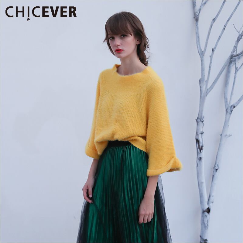 CHICEVERオフショルダーセクシーセーター女性スラッシュネック編みプルオーバートップスバットウィングフレアスリーブジャンパー秋 オータム 秋物 6base529012442236