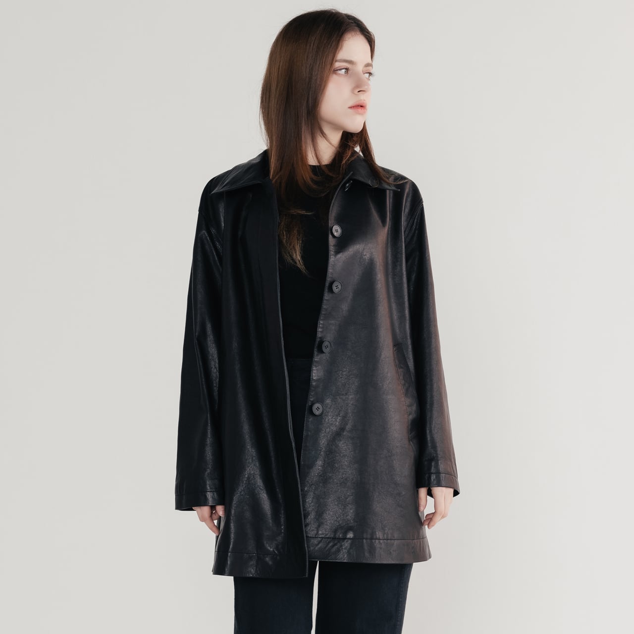 イタリア産ベジタブルラムレザー トレンチハーフコート | ITAEWONPOST