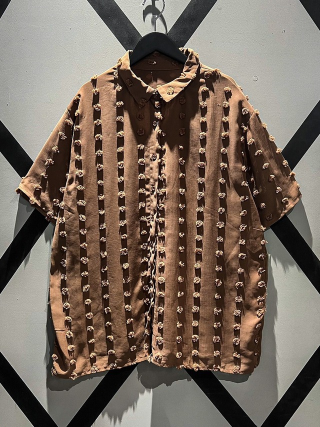 【X VINTAGE】Dot Total Pattern Loose S/S Sheer Shirt