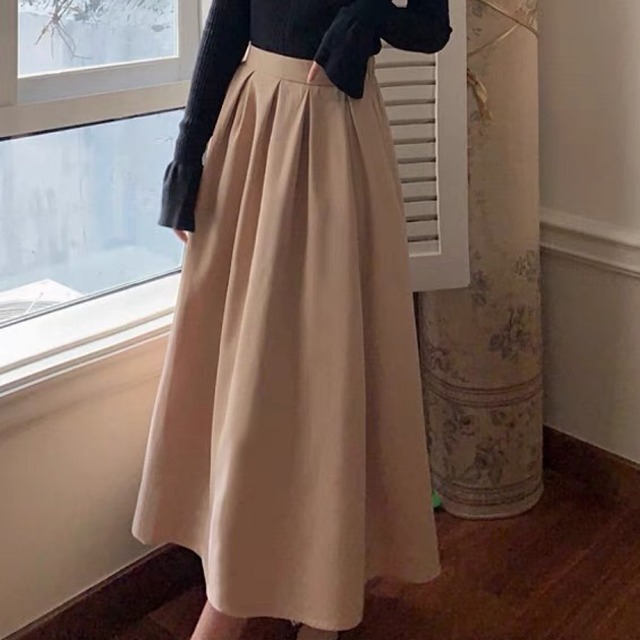 High waist pleated umbrella skirt