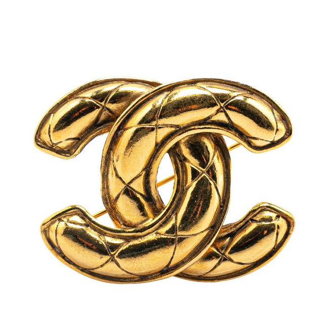 シャネル マトラッセ ココマーク ブローチ ゴールド メッキ レディース CHANEL 【中古】