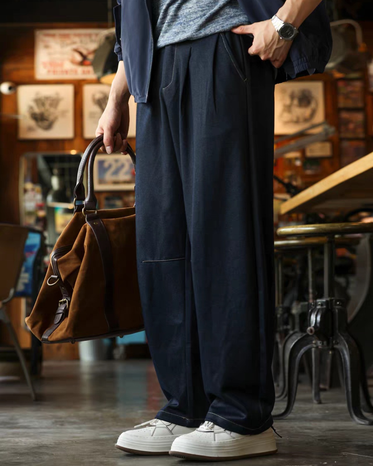 Casual Pleated Denim Pants  K0406