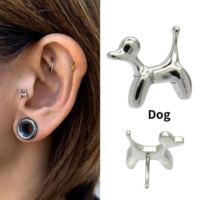 プッシュピアス ラブレット 20G 18G 16G 14G CAT Dog プードル 猫