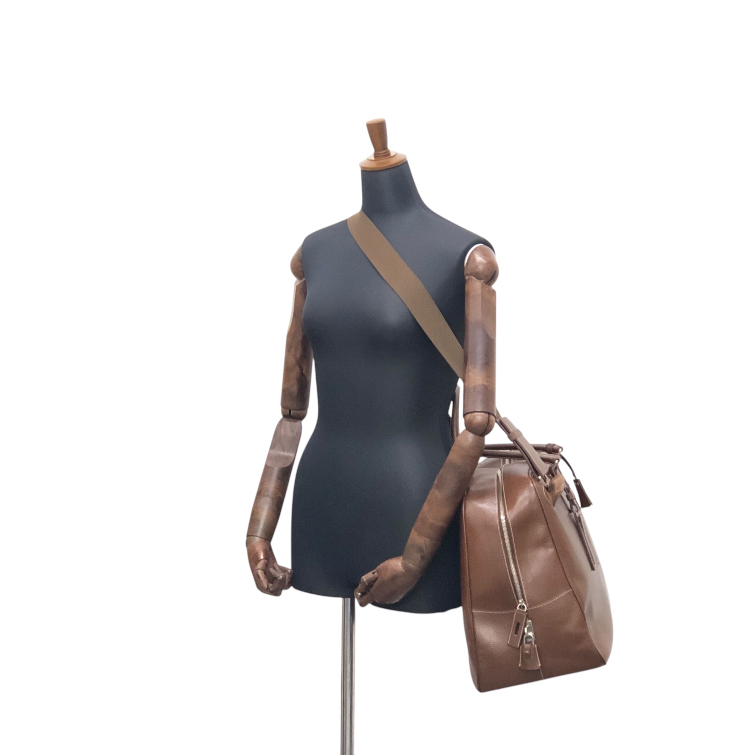 PRADA プラダ ショルダーバッグ ブラウン トライアングルロゴ レザー