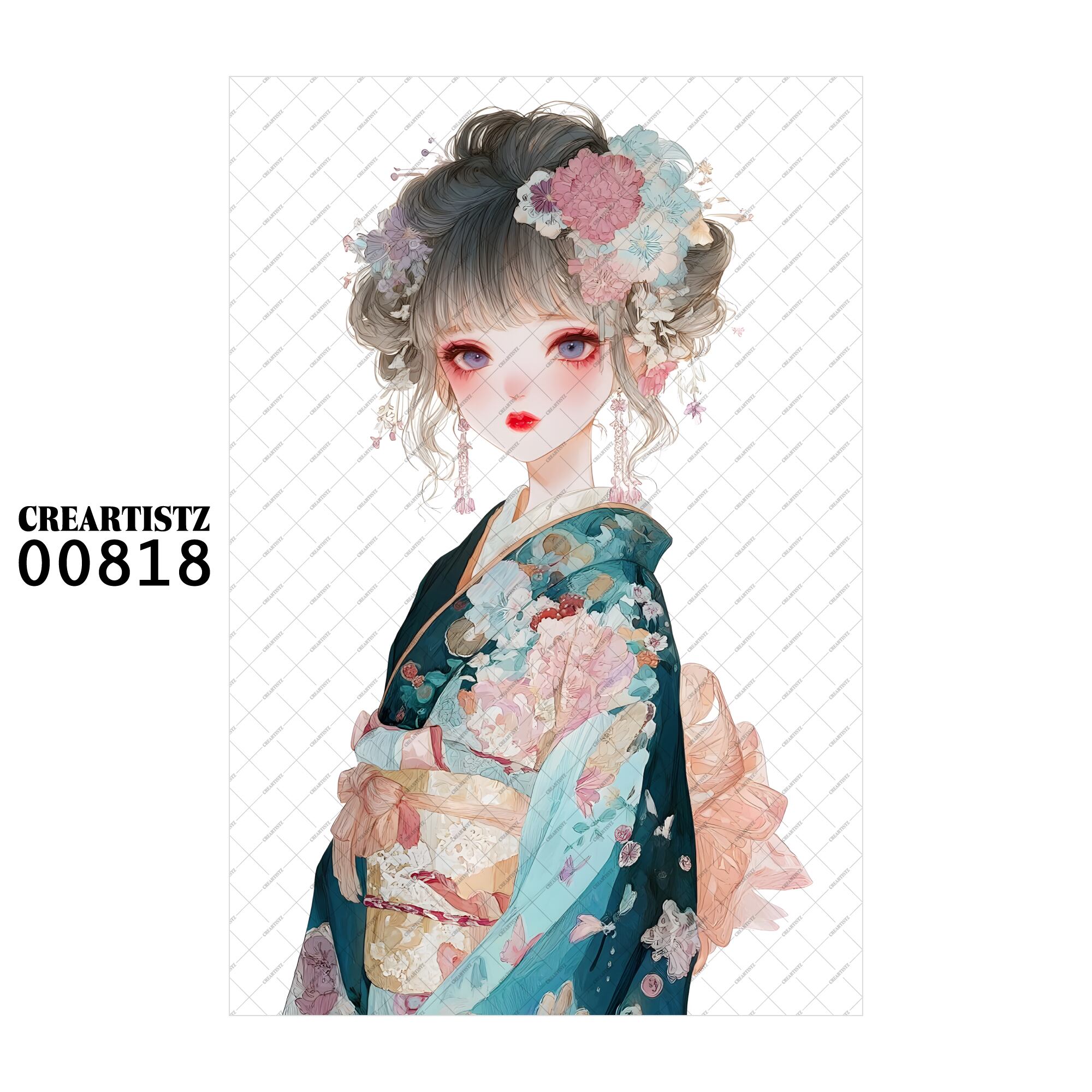 00818 ガール キュート オリジナル ペーパー/ステッカー 4枚セット CREARTISTZ