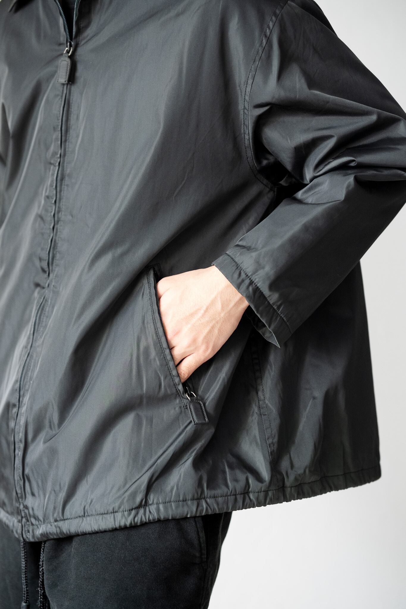 1995–1997] PRADA Nylon Twill Zip-Up Padded Jacket Designed