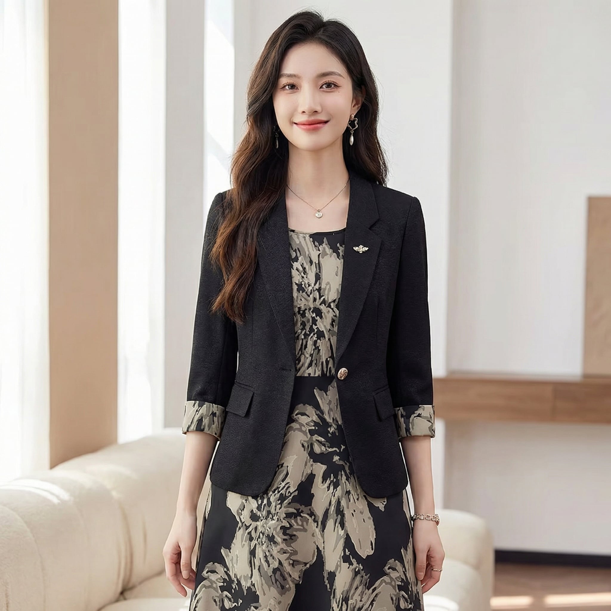 クラシカルフラワージャケットワンピース A1226