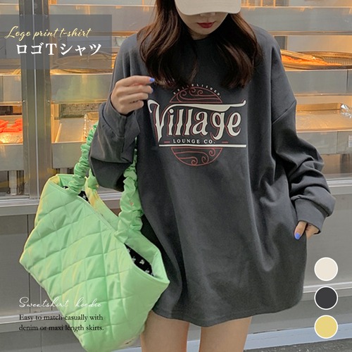 【日本倉庫即納】 ロゴTシャツ レディース 長袖 韓国