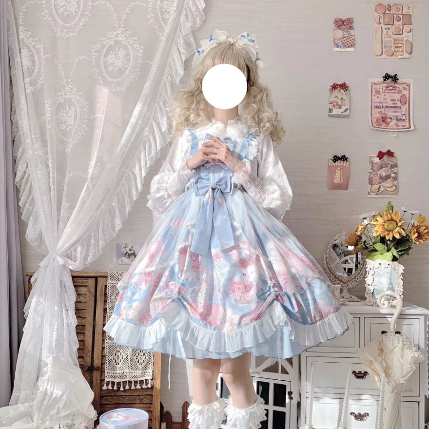 SEASONZ 甘ロリ ジャンパースカート パステルカラー フリル リボン