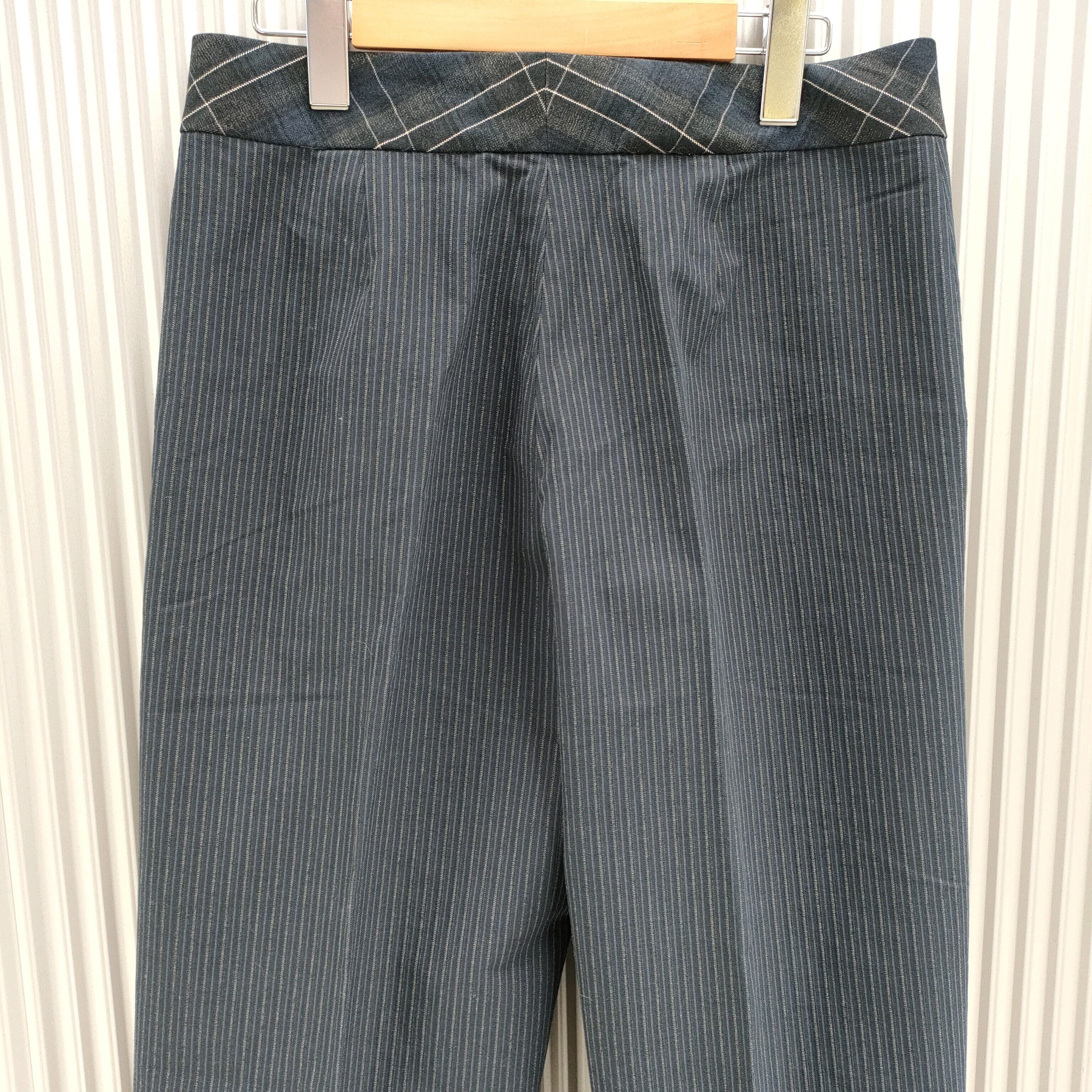 【国内正規品】新品/ケンゾーKENZO/デッドストック/KENZ  P.TROUSERS/ストライプ/スラックス/トラウザーズパンツ/ワイドパンツ/38/ネイビー/紺/定価66150/