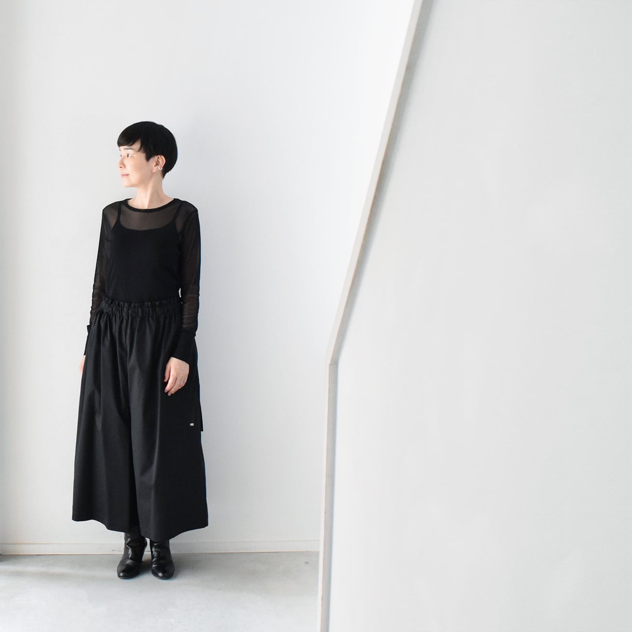 ワイドパンツ（ショート）：黒［PT03HPBK］ | skep-online shop
