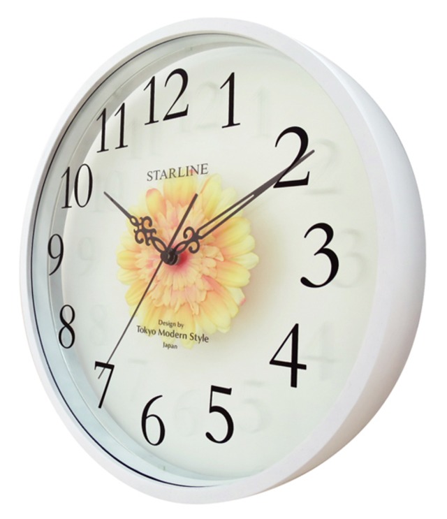 アートフラワークロック　ガーベライエロー 木枠掛け時計　SW-1191YE