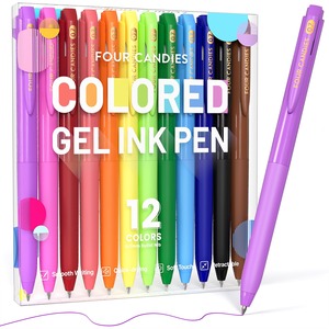 【努力特価】Four Candies パステル カラージェルボールペン 0.7ｍｍ ゲルインキボールペン 12本セット