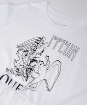 スイッチングフリルプリントTシャツ (BLACK) CQ-46070