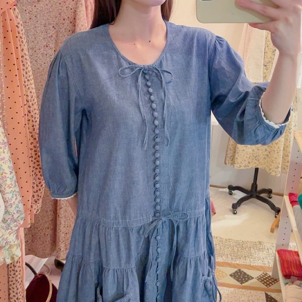 PINKHOUSE / dungaree ribbon gather one-piece