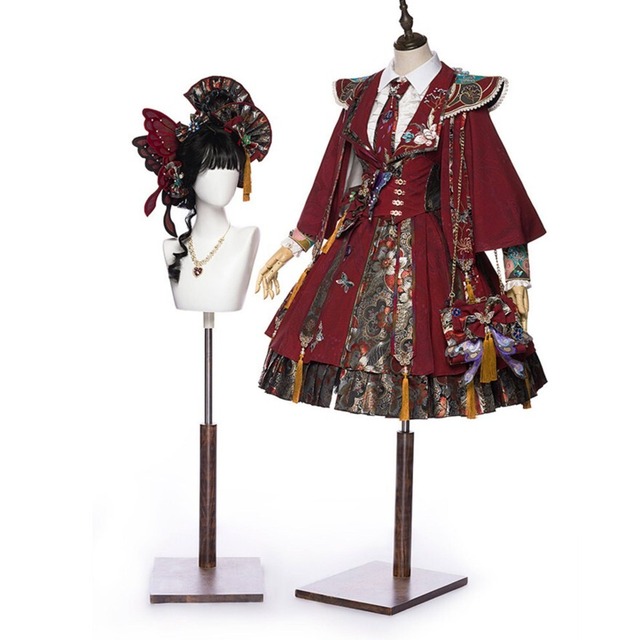 深紅に舞う蝶の余韻 中華ロリータフルセット ヘアドレス付き イベント衣装 撮影用衣 舞台｜WithU